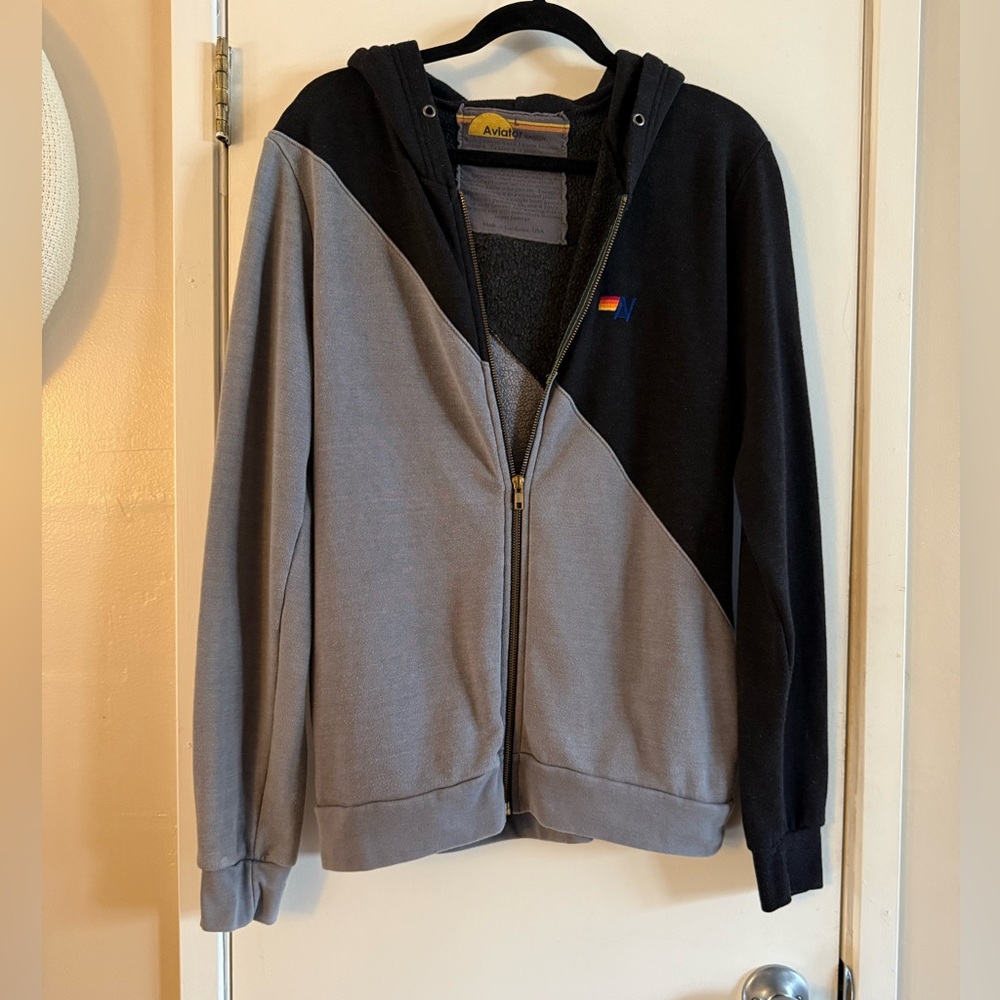 Aviator Nation Block Color Zip Up Hoodie